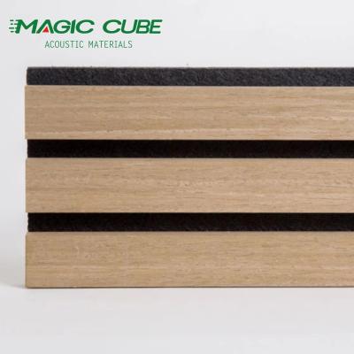 China 3 Side Woodupp Aku Panel Wood Slat Wall And Ceiling Panel For Auditorium for sale