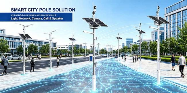 Solar Smart Pole 02 deployment scenarios showing various installation environments