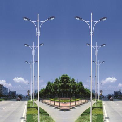 China 8m 9m 10m Steel Hot Dip Galvanized Road Lighting Pole With Double Detachable Lighting for sale