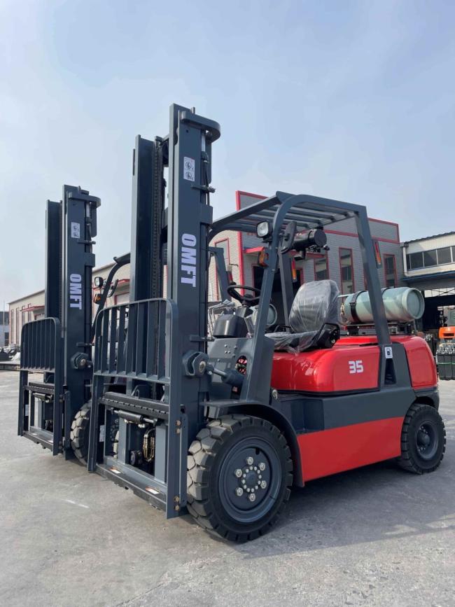 China 3.5ton Gasoline Lp Gas Dual Fuel Forklift Trucks with Side Shift Solid Tyre Toyota Technical Petrol LPG Forklift