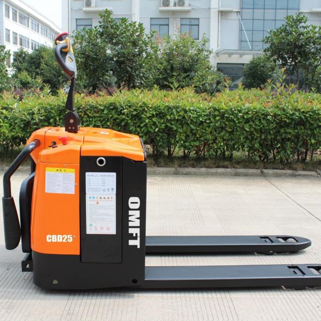 2.5t 2.5 Ton 2500kg Stand-on Full Electric Powered Pallet Truck Electric Pallet Truck Battery Operated with Lithium Battery