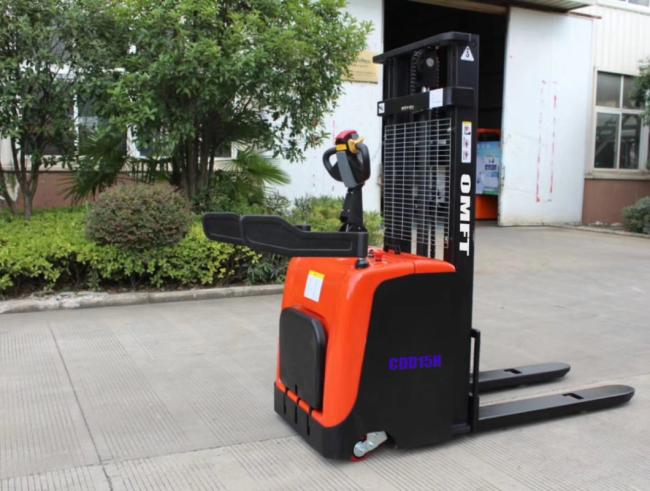 1.5t 1.5ton 1500kg Stand on Type Full Electric Power Pallet Stacker Electric Stacker Battery Stacker with Large Capacity Battery