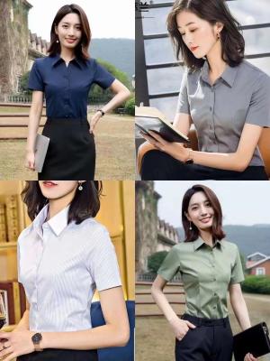 China Lady Fashion Polo Shirts Long Short Sleeve Regular Shirts Formal Dress Kcs3 for sale