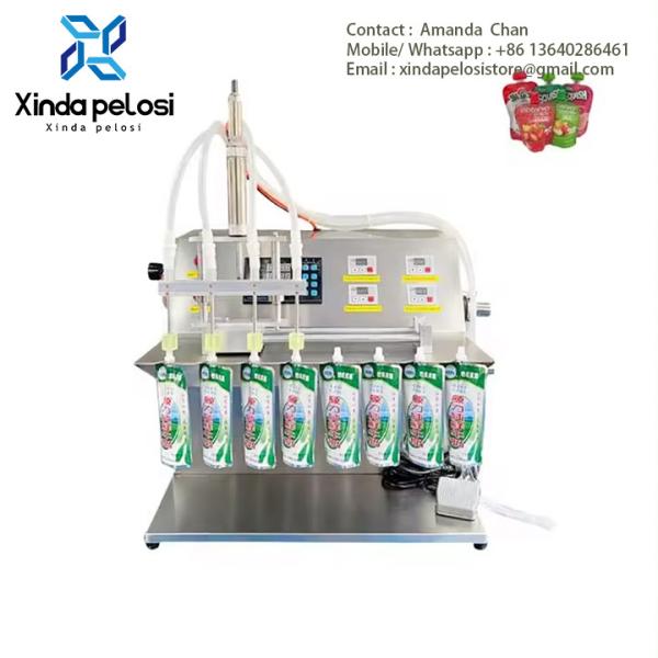 Quality Customizable Automatic Shape Sauce Doypack Stand Up Spout Pouch Filling Sealing Machine For Sale for sale