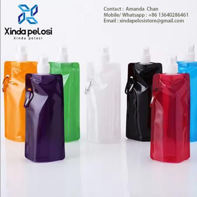 China Custom Collapsible Water Bottles  Packaging Standing Pouch Reusable Foldable Drinking Water Bags en venta