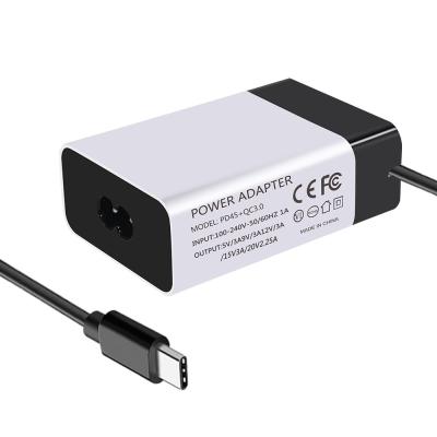 China 45W USB Type C PD Charger QC 3.0  5V 9V 15V 3A 20V 2.25A Laptop Power Adapter for sale