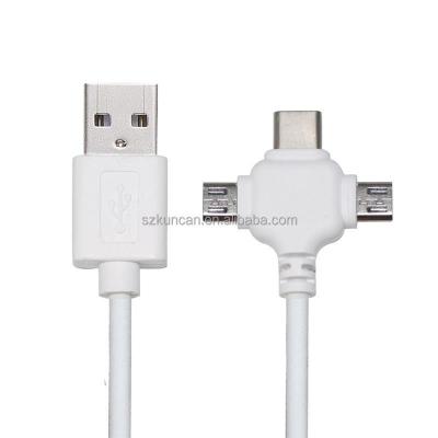 China 0.5m USB 2.0 Quick Charge USB Data Cable 3 In 1 Usb Charging Cable for sale