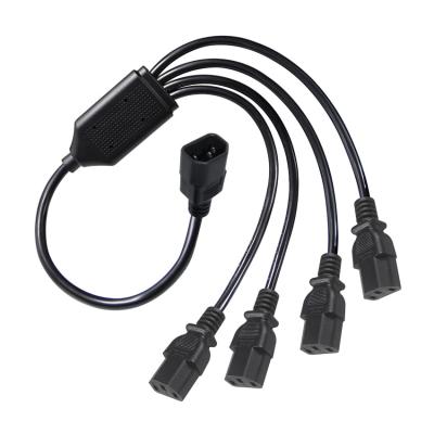 China Black Reel Angle Connector H05vv F Plug Iec C13 Iecc14 Male To Female Y Splitter Cable Power Extension Cord for sale