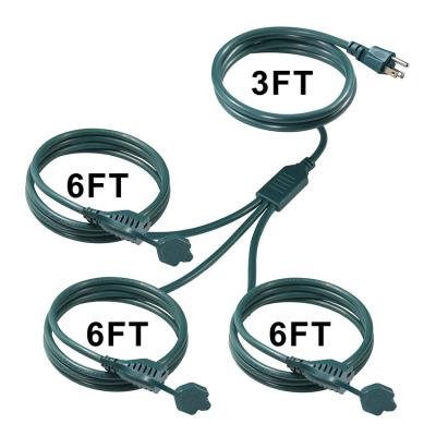 China IP11 Green Color Multi Ways Us Cord 515P To 3X Nema 515R Electrical Outlet Mains Power Cable Splitter for sale