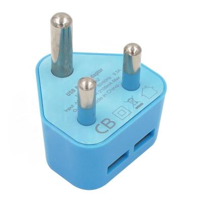 China 5V 2.1A Dual USB Charger Travel Power Adapter for South Africa and India for sale