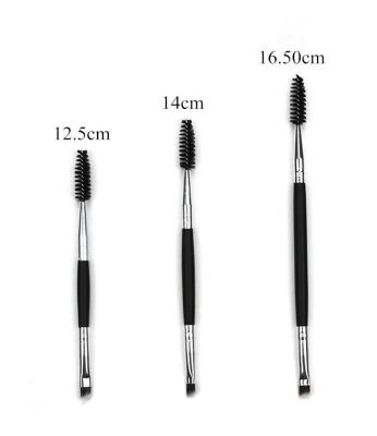 China Synthetic Full Makeup Brush Set Double Ended Eyebrow Brush Wood Handle for sale