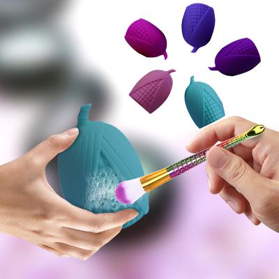China Beauty Silicone Daily Makeup Brush Cleaner Egg Shape Light Purple Color for sale