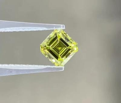 China Corte cuadrada de esmeralda HPHT 1 Ct de laboratorio diamante amarillo para joyería en venta