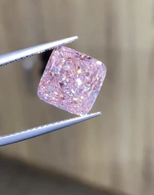 China Lab Created Colored Loose Synthetic Diamonds 6CT Pink Cushion Cut Diamond for sale