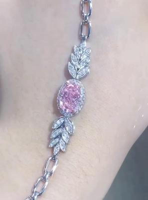 China Oval Cut Synthetic Diamond Tennis Bracelet 2.72ct Pink Diamond Bracelet Oval Shape en venta
