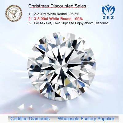 China CVD DEF VS VVS Round Brilliant Cut 3ct + Lab Grown Diamonds IGI Certificate Wholesale Factory Supplier for sale