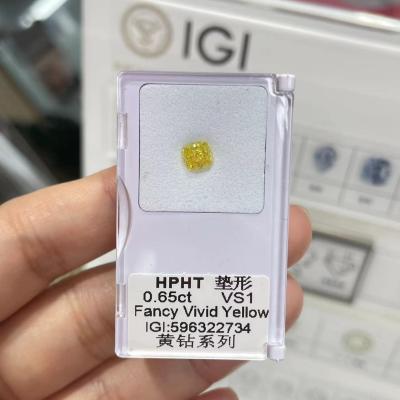 China Cushion Oval Lab Created Yellow Diamonds 0.4ct 0.5ct 0.6ct-0.9ct For Earrings Stud Ring for sale