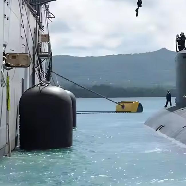 Close-up view of submarine rubber fender