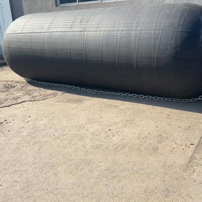 Submarine fender installation at ship repair facility