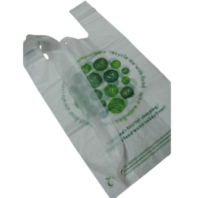 China OEM bolsas de camisetas biodegradables blancas bolsas de almacenamiento PBAT PLA almidón de maíz en venta
