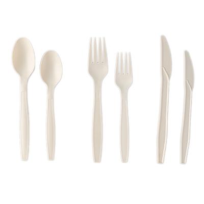 China Biodegradable Spoon Knife And Fork Eco Friendly PLA Disposable Plastic Cutlery Set for sale