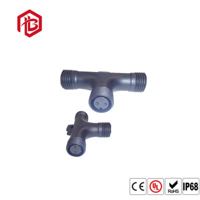 China 2 3 4Pin 3 Way T Type Waterproof PVC Male Female Connector Black for sale