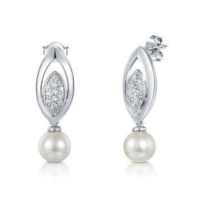 China Serie de la perla 925 pendientes nacarados de los pendientes de la perla de la CZ de la plata para las mujeres en venta