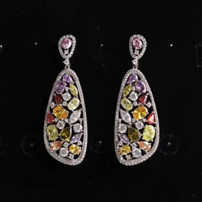 China Colorful Fashion Hoop Earrings Handmade Jewelry 925 Sterling Silver Gemstone Earrings for sale