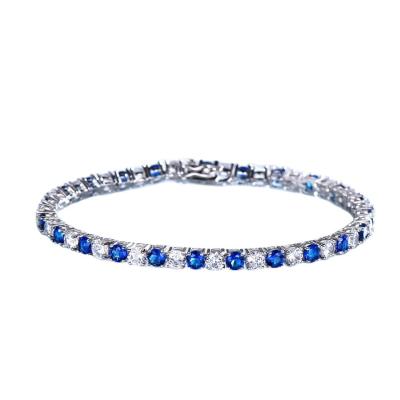 China Luxury Created Nano Blue Sapphire Bracelet Women Romantic Wedding 925 Silver Fine Jewelry for sale