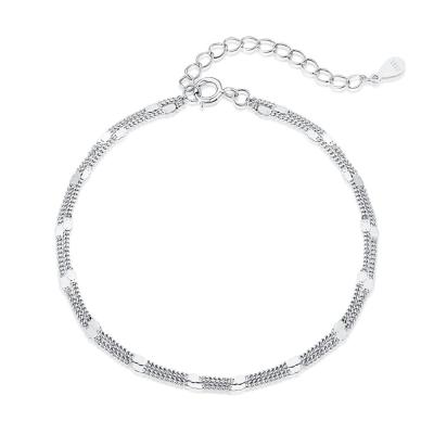 China Dainty 18K Gold Plated Silver Link Bracelets Mini Ankle Oval Bead Charm Adjustable Chain for sale