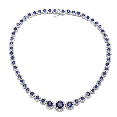 China Blue Aquamarine Birthstone Necklace Cubic Zirconia 17 Inch for sale