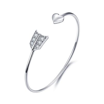 China Rhodium Plated Cupid'S Arrow Bracelet 3.0mm White Gold Bangle Womens for sale