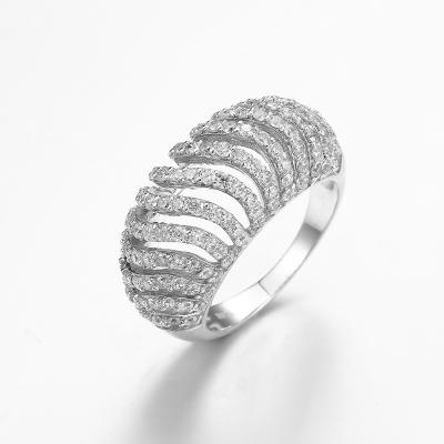 China o ródio de prata dos anéis de 6.04g 925 CZ chapeou Sterling Silver Interlocking Ring à venda