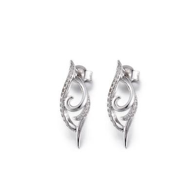Chine Semilune 925 boucles d'oreille argentées de baisse d'argent des boucles d'oreille 1.95g de la CZ pour des femmes à vendre