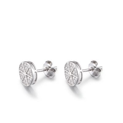 China 1.58g 925 Silver CZ Earrings Anti-Allergic Round Sparkle Stud Earrings for sale