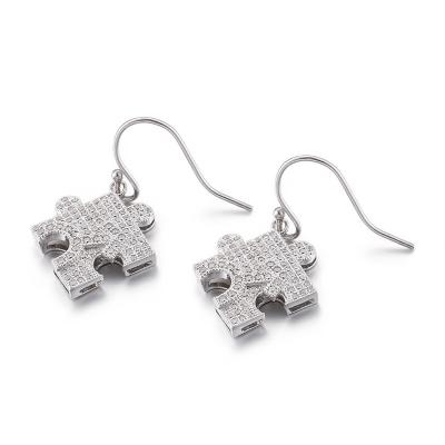 China Girls 925 Silver CZ Earrings 4.33g Puzzle Piece Stud Earrings for sale