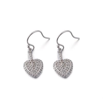 Chine 2,6 grammes 925 de la CZ d'OEM argenté Tiffany Heart Earrings Silver de boucles d'oreille à vendre
