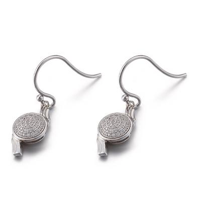 China Whistle Shaped Cubic Zirconia Teardrop Earrings 2.55g Mens Sterling Silver Stud Earrings for sale