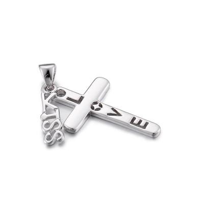 中国 1.93g Timeless Sterling Silver Cubic Zirconia Cross Pendant Necklace Dating 販売のため