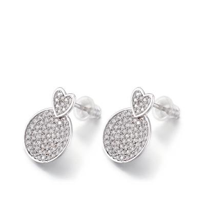 中国 内部のHeart 925 Silver CZ Earrings 3.22g Engagement Wedding 販売のため