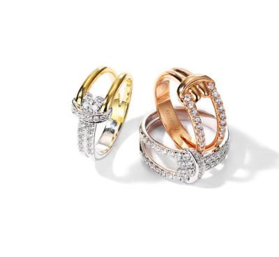 中国 4g 18K Gold Diamond Rings 0.51ct 0.27ct 0.24ct Eternity Knot Rings 販売のため