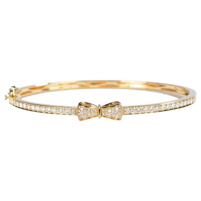 China Customized Bowknot Gold Diamond Bangle Bracelets 18K 0.96ct 16.5cm Luxurious for sale