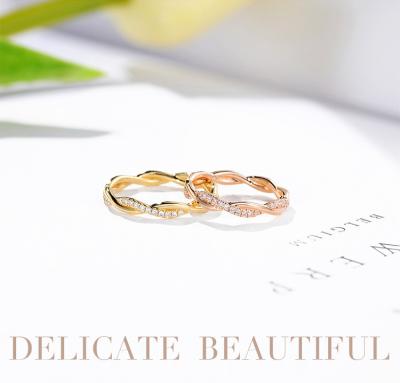 中国 結婚式のための織り交ぜられた尾草18のカラットの金のダイヤモンド指輪0.2ct 2gram 販売のため