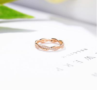 中国 結婚式のための織り交ぜられた尾草18のカラットの金のダイヤモンド指輪0.2ct 2gram 販売のため