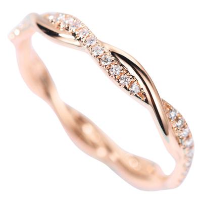 中国 結婚式のための織り交ぜられた尾草18のカラットの金のダイヤモンド指輪0.2ct 2gram 販売のため