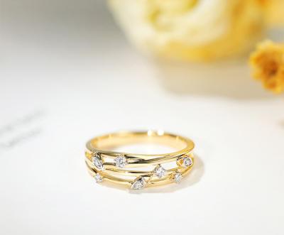 中国 0.1ct 18Kの金のダイヤモンド指輪対明快さ3gramの気高い様式 販売のため