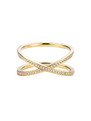 China Women'S 18k Gold With Diamond Ring 0.39ct Cross Ring Shape Round Brilliant Cut for sale
