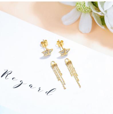 중국 스타 모양이 형성된 18K 금 다이아몬드 귀걸이 계약을 위한 0.16 ct F-G 색 2.0 그램 판매용