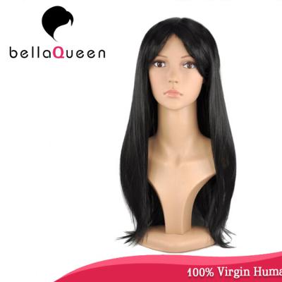 China A mão amarrou a cor natural do cabelo reto das perucas do laço do cabelo humano do Virgin 7A à venda