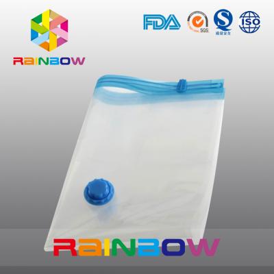 China Transparent Vacuum Seal Bag for Food / Apparel / Quilt Storage With Zipper And Valve for sale